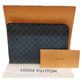 Louis Vuitton Pochette Jour GM Damier Graphite Canvas Clutch Black