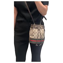 Borsa a secchiello Ophidia GG Mini Beige Ebony - Gucci