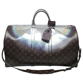 Louis Vuitton Bandolera Keepall en lona Nebula plateada metalizada Monogram