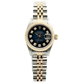 Rolex Datejust Damenuhr mit Ombré-Blauem Zifferblatt und Diamantbesatz