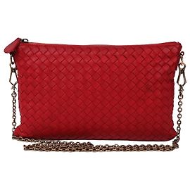 Bottega Veneta Piccola borsa a tracolla in rete rossa con catena