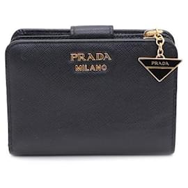 Saffiano Logo Portemonnaie Schwarz - Prada