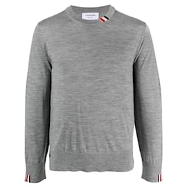Merinowolle-Strick mit Drei-Streifen-Besatz Grau - Thom Browne