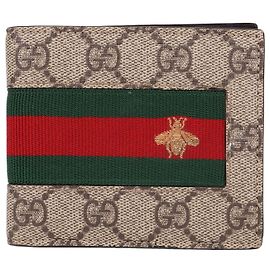Gucci Stripes Bee Canvas Men's Wallet