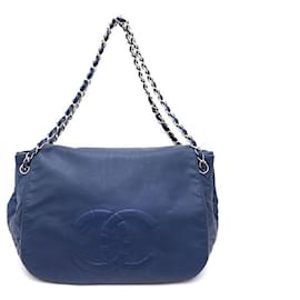Chanel Borsa a tracolla Timeless CC Caviar Flap Accordion con catena argentata