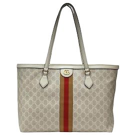 Gucci GG Supreme Ophidia Web Medium Tote Bag Beige
