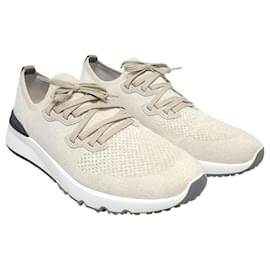 Sneakers Runner in cotone a maglia avorio - Brunello Cucinelli