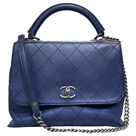Chanel Klassische Coco Flap Tasche aus Leder Navy Kollektion