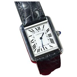 Cartier Steel Tank Solo Uhr mit Lederarmband