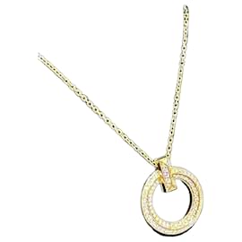 Tiffany & Co Collana con pendente a cerchio in oro giallo e pavé di diamanti Tiffany