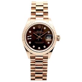 Rolex Reloj Datejust de oro rosa con esfera chocolate y estrellas de diamantes para mujer