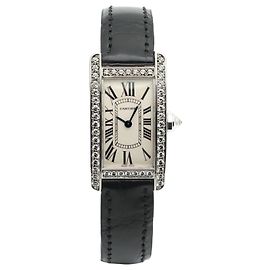 Cartier Original Diamond American Tank Small Damenuhr aus Weißgold mit Doppel-D-Schnalle in Gold