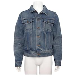 Conjunto de chaqueta y pantalones de algodón denim teñido en azul para hombre - Céline