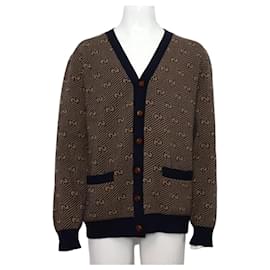 Cardigan in lana a righe GG - Gucci