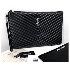 Clutch trapuntata Large Nera - Saint Laurent