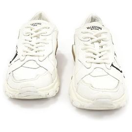 Valentino Zapatillas de corte bajo White Leather Bounce VLTN para mujer