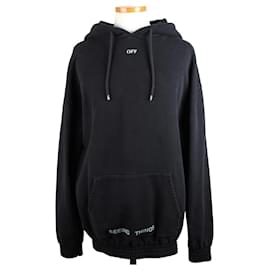Kapuzenpullover aus Fleece Schwarz - Off White