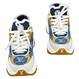 Sneaker Run in denim bianco e blu da donna - Louis Vuitton
