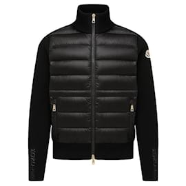 Leichte Daunenjacke aus Wollmischung mit Moncler Logo-Patch Schwarz