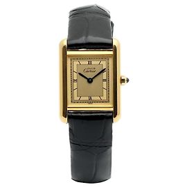 Cartier Must Tank Mini Roman Small Art Deco Two-Tone Lemon Dial Women Plated Vintage Uhr Vintage