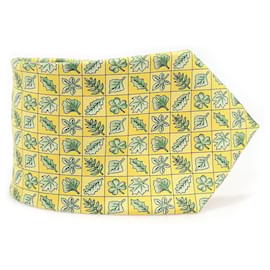 OA Silk Yellow Leaf Pattern Tie - Hermès