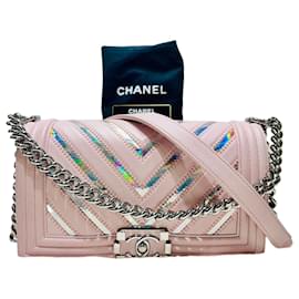 Chanel Borsa Boy Chevron Argento Serie Borsa a Spalla Medium