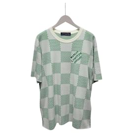 Crewneck-Strickpullover mit Damier-Ärmeln in Weiß-Grün - Louis Vuitton