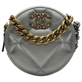Chanel Mini Borsa Tamburello Rotonda con Catena Argento
