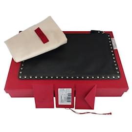 Clutch da donna in pelle Black Rockstud - Valentino