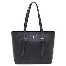 Bolsa Shopper Saffiano com Logotipo Prateado - Prada