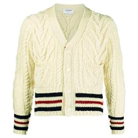Kurzer Mohair-Cardigan mit Aran-Zopfmuster - Thom Browne