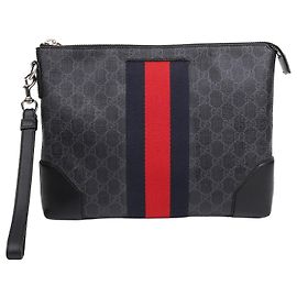 Gucci Clutch con tracolla in tela GG nera