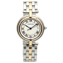 Orologio Panthère de Cartier Vendôme Long Combi da donna, quadrante bianco, numeri romani, dimensione LM Size Vintage