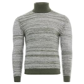 Rollkragenpullover aus Kaschmir IVORY/KHAKI - Kiton