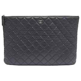 Chanel Classic Large Clutch Bag in Black Leather