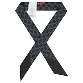 Foulard skinny in seta con stampa GG - Gucci