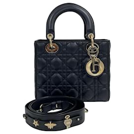 Borsa Tote e Borsa a Spalla Black Lady Dior ABC Small Gold-Tone