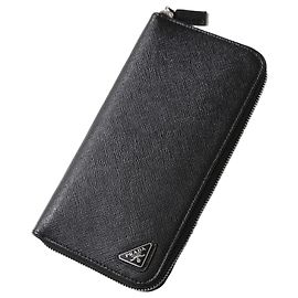 Prada Saffiano Zip Long Wallet