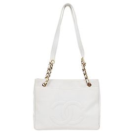 Chanel Borsa a Spalla White Caviar Big CC Chain