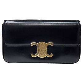 Céline Borsa a tracolla Claude in pelle di vitello lucida nera