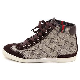 Gucci Zapatillas de caña alta para mujer en lona GG Supreme con ribete de ante
