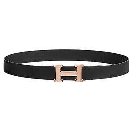 Hermès Reversible Leather Belt with Rose Gold Buckle