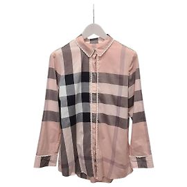 Burberry Chemise à carreaux en coton et dentelle rose Indie