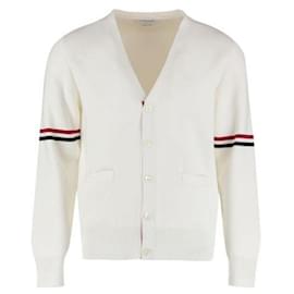 V-Ausschnitt-Cardigan aus Baumwolle mit Milano-Stich-Bündchen - Thom Browne