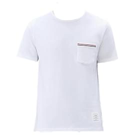 T-shirt in jersey di cotone di medio peso con taschino RWB - Thom Browne