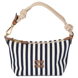 Miu Miu Baumwoll-Leder-Etui Blue Cognac