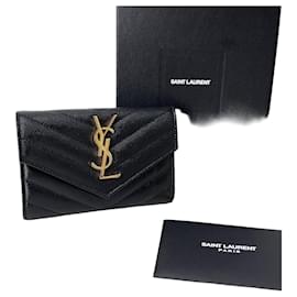 Saint Laurent Cartera de tarjetas sobre para mujer negra