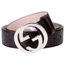 Gucci Signature GG Buckle Cima Belt Dark Brown