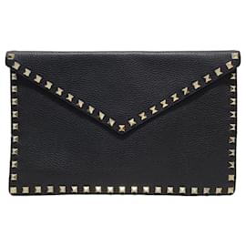 Clutch a bustina Rockstud in pelle nera - Valentino