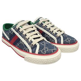 Gucci Denim Blue Three Stripes Tennis Sneaker